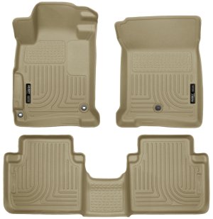 Honda Accord Floor Liners - Front + Rear - Husky Liners - WeatherBeater - Tan - 2013
